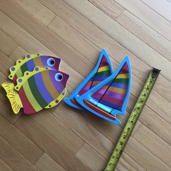 LOT 4 Fish Sailboat colorful small plates indoor outdoor beach nautical ocean - Picture 7 of 9